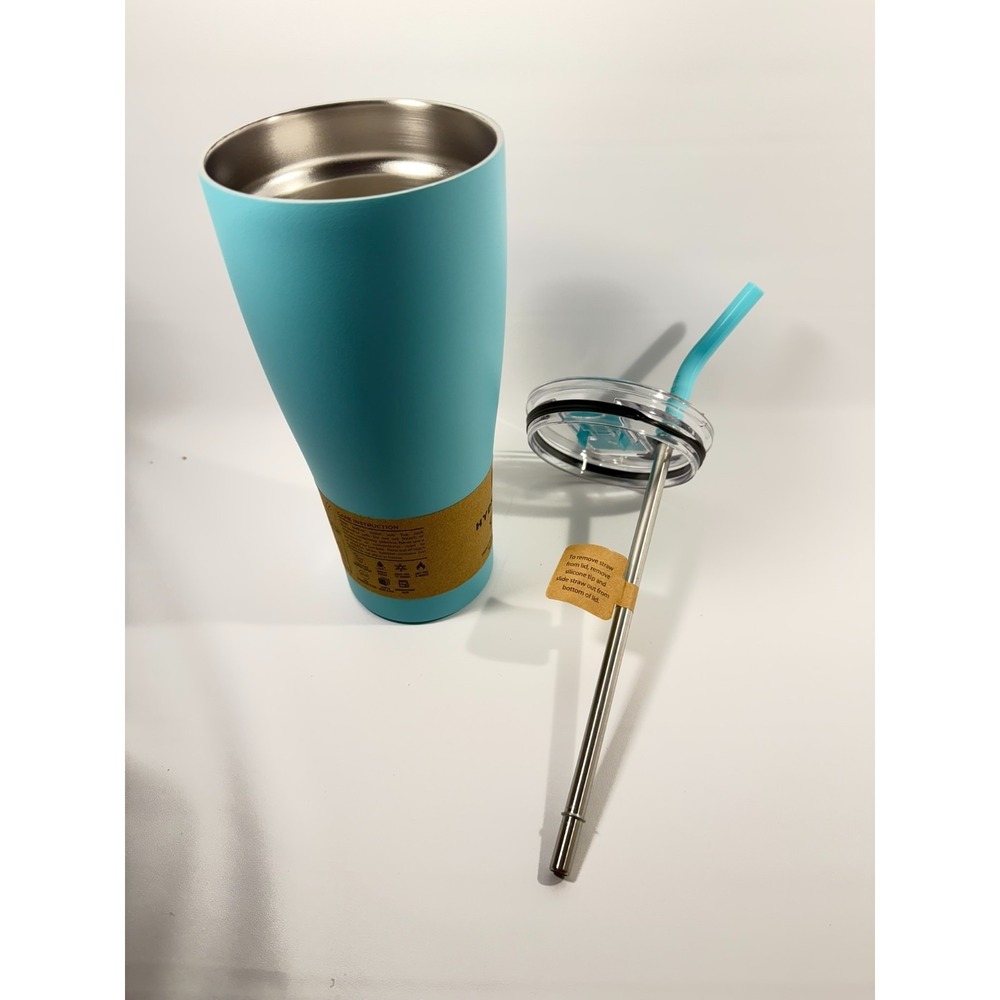 HYDRAFLOW Capri 30oz Insulated Stainless Tumbler w/ Straw Lid – Aqua - New
